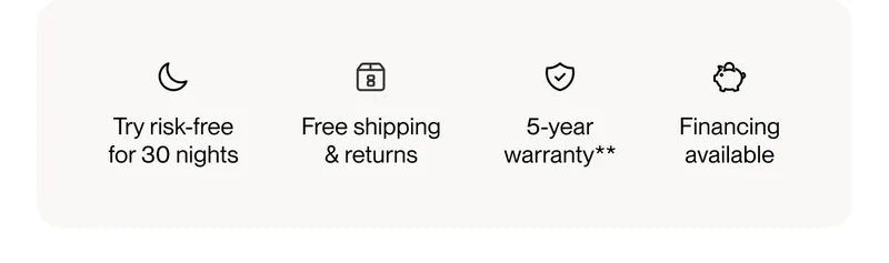 Try risk-free for 30 nights | Free shipping & returns | 5-year warranty