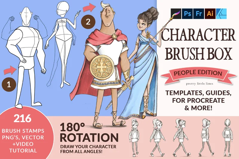 An image of a promotional graphic for the Character Brush Box brush pack.