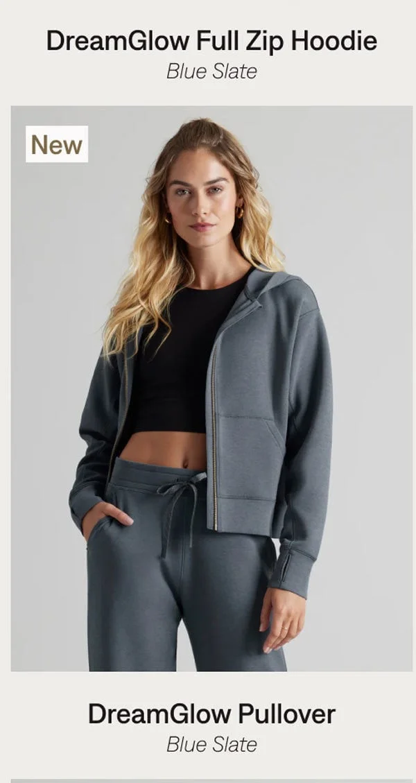 DreamGlow Full Zip Hoodie: Blue Slate