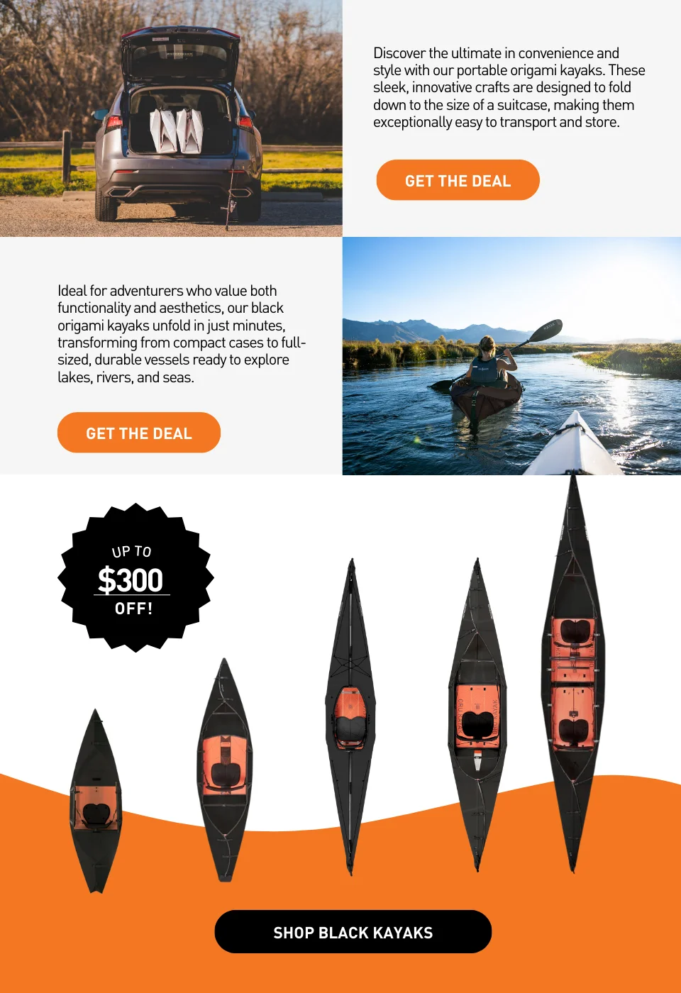 New Deal of the Week! Save 15% OFF Black Edition Kayaks. Sleek, dark, ready to embark!
