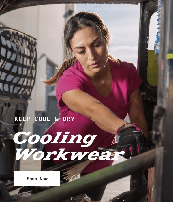 Keep Cool & Dry. Cooling Workwear. Shop Now.