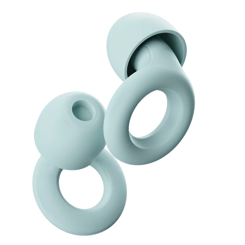 A pair of Mint Loop Quiet earplugs.