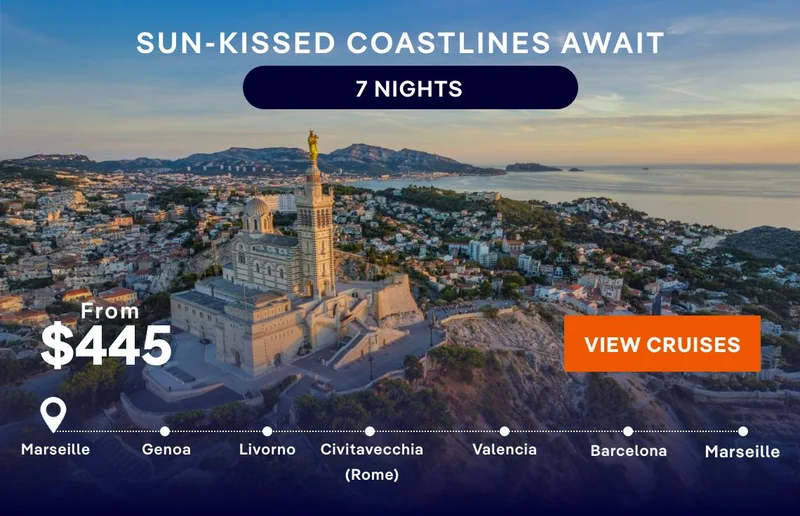 The Mediterranean Calls – 7 Nights –
Barcelona, Marseille, Genoa, Civitavecchia (Rome), Valencia, & Barcelona – Click to View Cruises & Book Now The Mediterranean Calls – 7 Nights – Barcelona, Marseille, Genoa, Civitavecchia (Rome), Valencia, & Barcelona – Click to View Cruises & Book Now