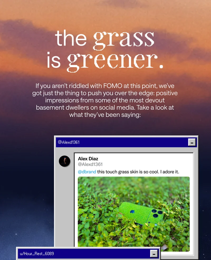 Alex Diaz on Twitter: "@dbrand this touch grass skin is so cool. I adore it."