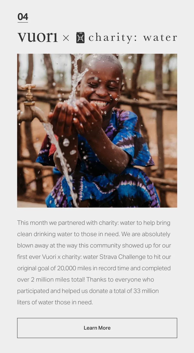 Vuori x charity: water