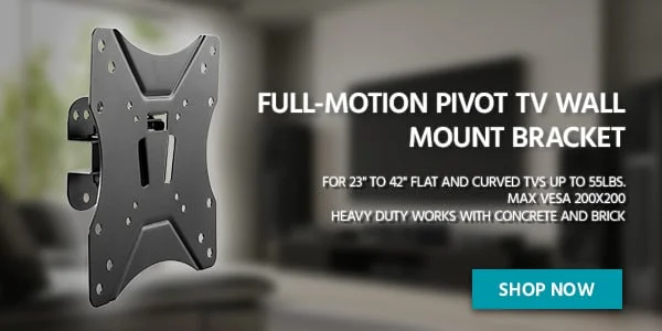 Full Motion Pivot TV Wall Mount Bracket. For 23" to 42" Flat and Curved TVs up to 55lbs. Max VESA 200x200. Heavy Duty Works with Concrete and Brick. Shop Now.