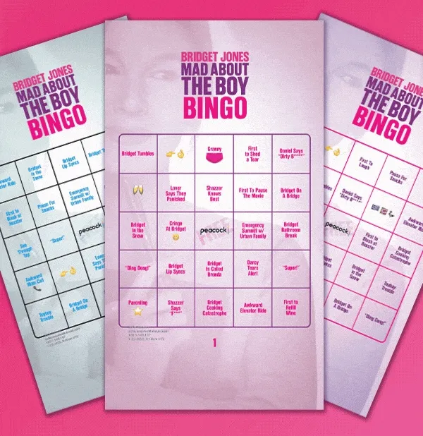 Bridget Jones Bingo Cards