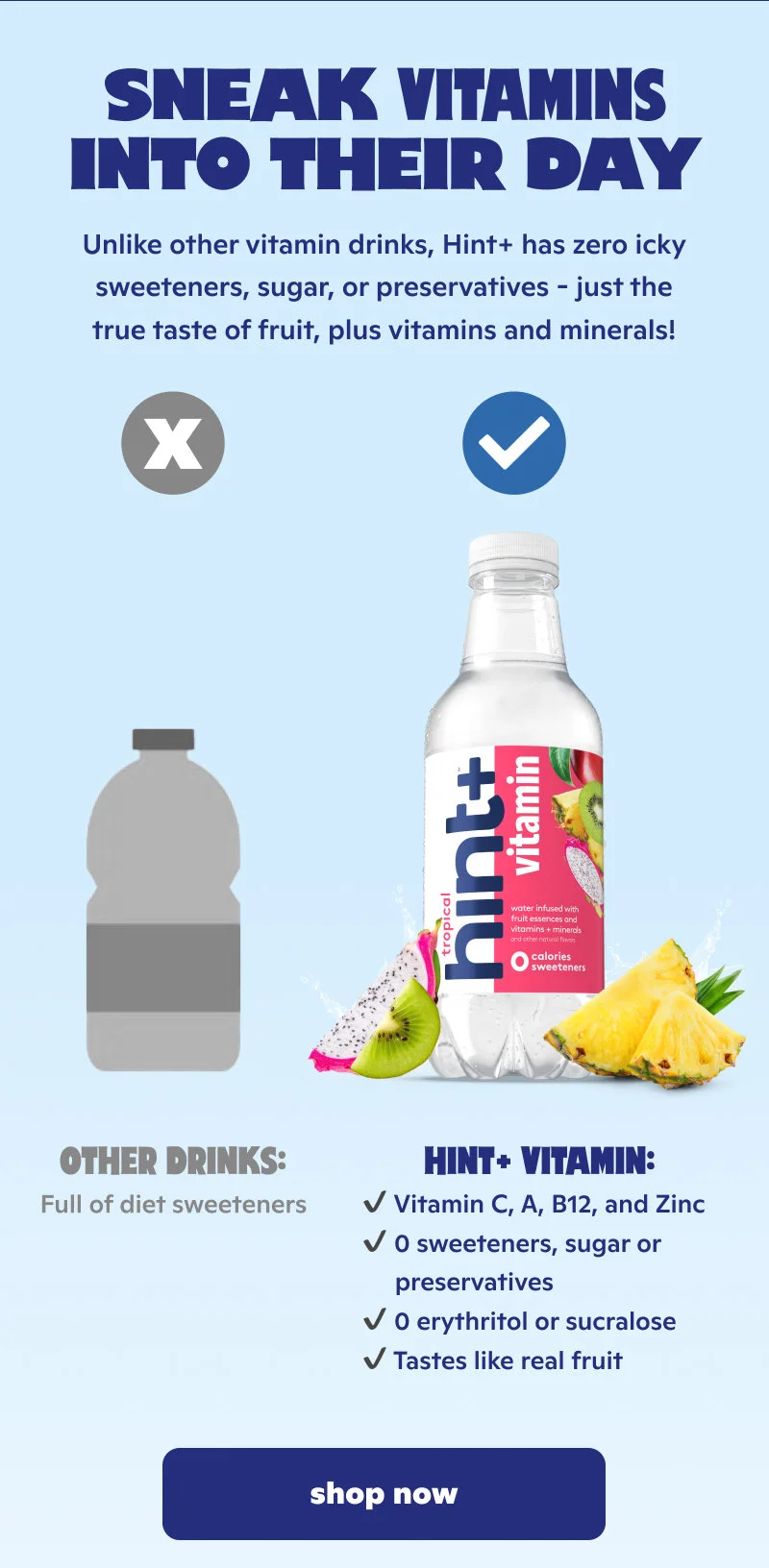 Sneak vitamins into their day with Hint+