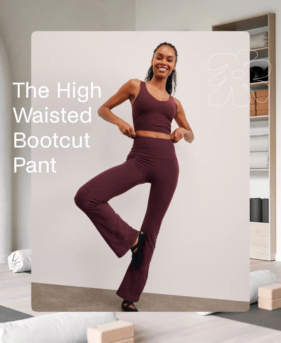 Spacedye High Waisted Practice Pocket Bootcut Pant in Midnight Burgundy Heather