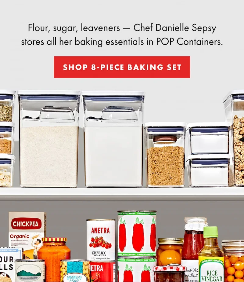 Flour, sugar, leaveners — Chef Danielle Sepsy stores all her baking essentials in POP Containers. | SHOP 8-PIECE BAKING SET