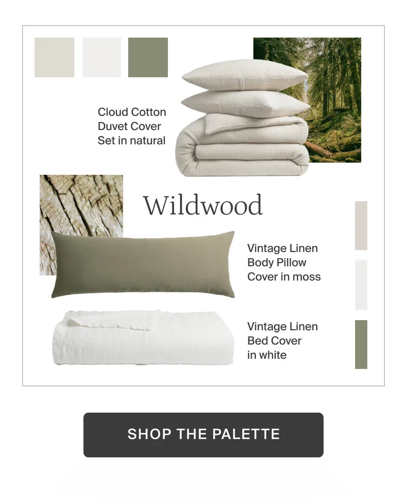 Natural, white and moss. Shop the palette.