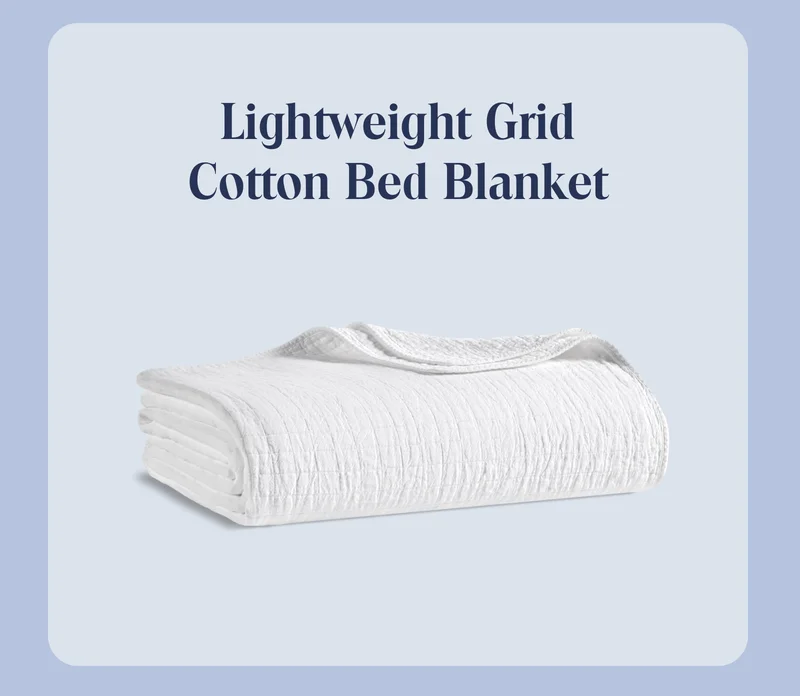Lightweight Grid Cotton Bed Blanket