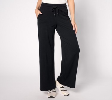 Denim & Co. Active French Terry Petite Wide Leg Pant