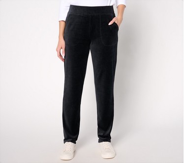 Denim & Co. Regular Active Velour Strght Leg Pant