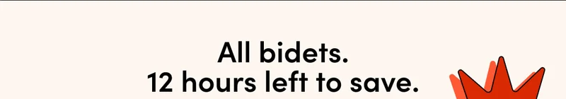 ALL BIDETS. 12 HOURS LEFT TO SAVE.