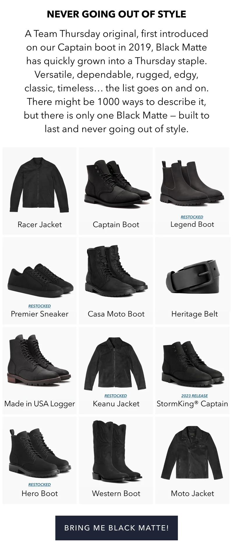 Thursday Black Matte Boots never go out of style