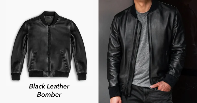 Black Leather Bomber