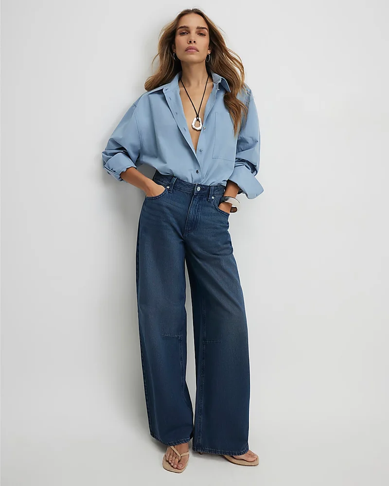 Womens Blue Classic Barrel Jeans