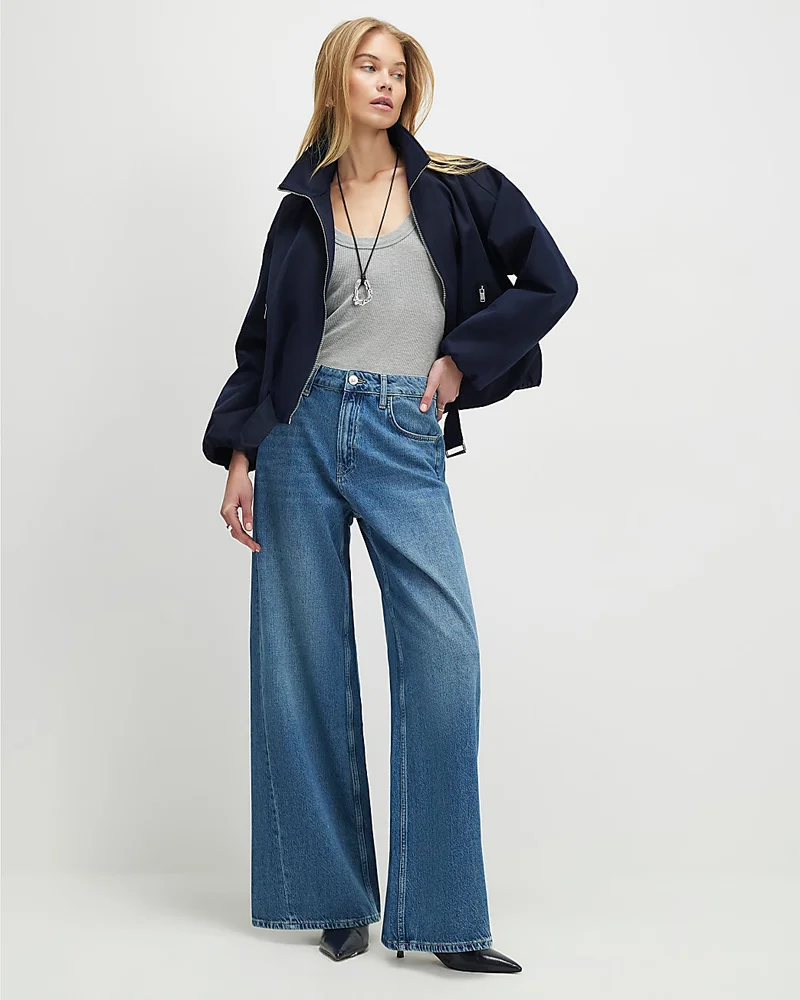 Womens Blue Classic Wide Leg Jeans