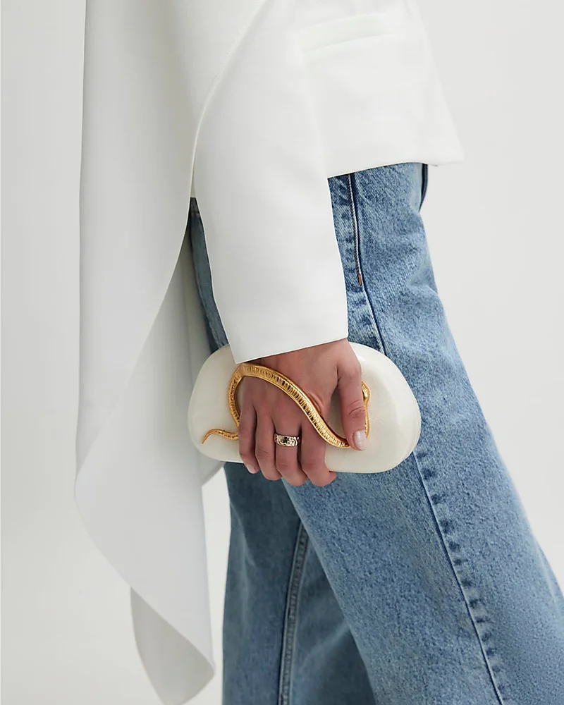 Womens Cream Snake Clutch Bag