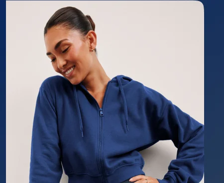 LuxeFleece Zip Up Hoodie in Marine Blue