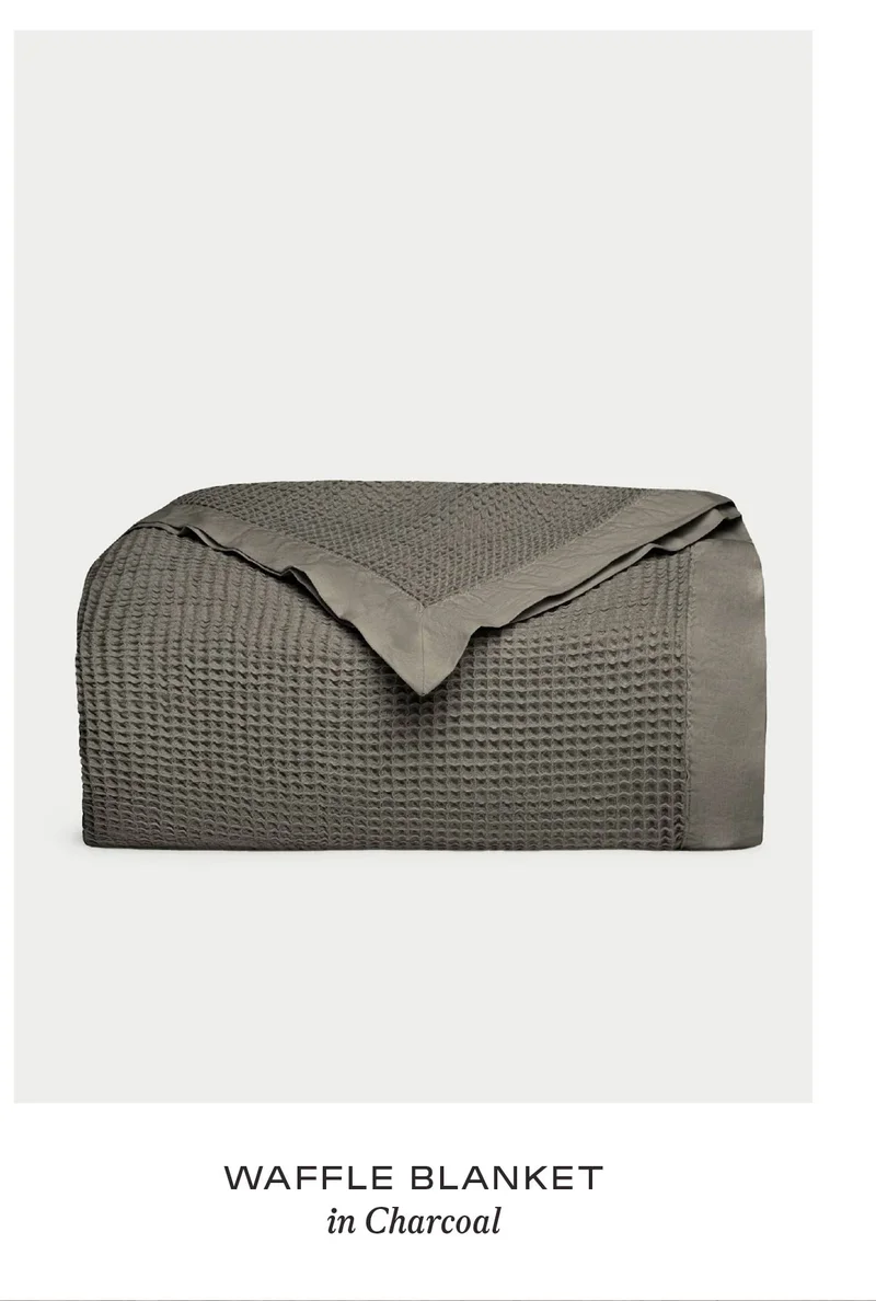 Waffle Blanket in Charcoal - Shop Now