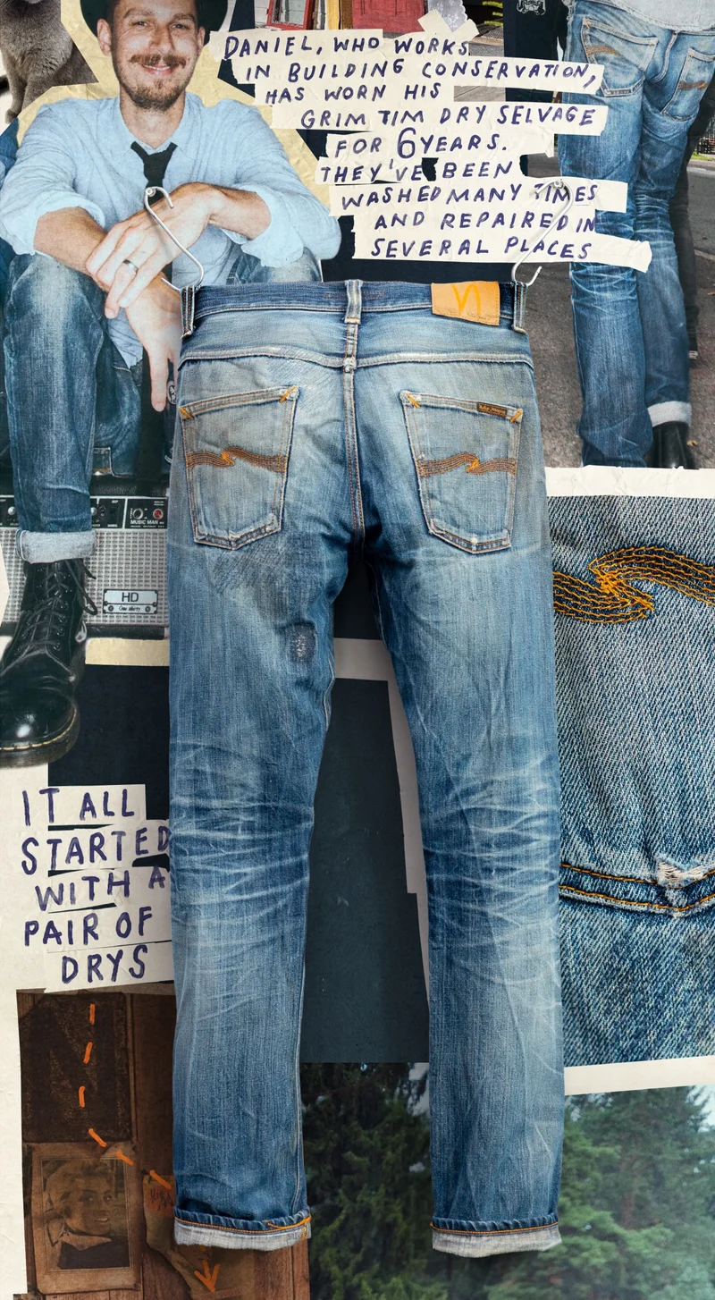Daniels worn in Grim Tim Dry Selvage jeans back