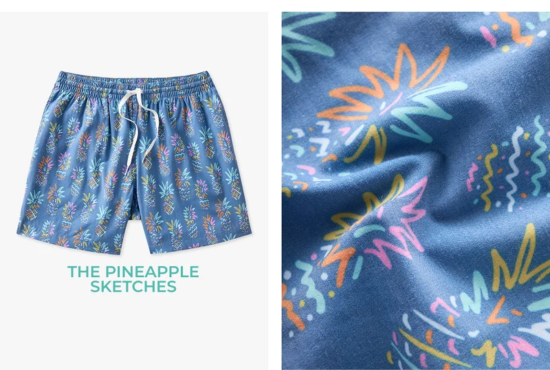 Faded Classic Swim Trunk: The Pineapple Sketches 5.5"