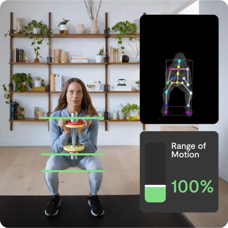 Man working out with Tempo weights showcasing Tempo's smart features