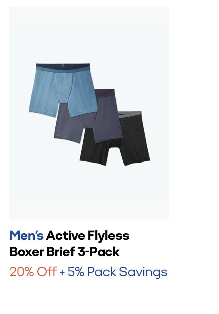 Men's Active Flyless Boxer Brief 3-Pack