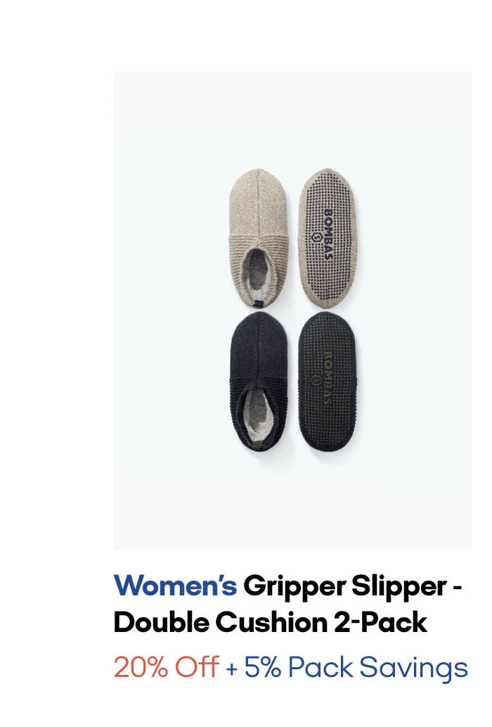 Women's Gripper Slipper - Double Cushion 2-Pack