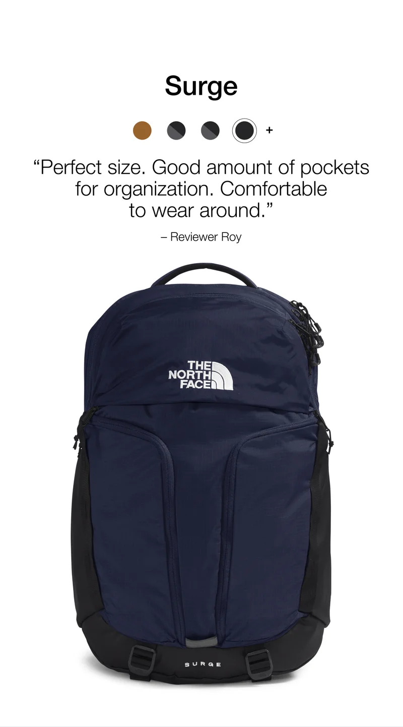 Surge "Perfect size. Good amount of pockets for organization. Comfortable to wear around." - Reviewer Roy