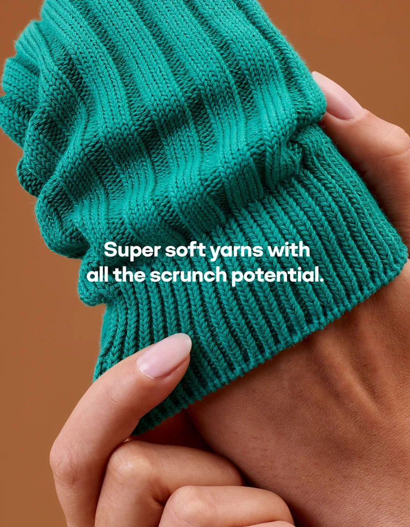 Super soft yarns with all the scrunch potential.
