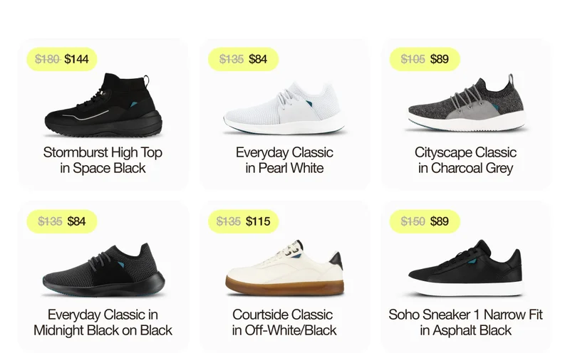 Product grid of on-sale styles.