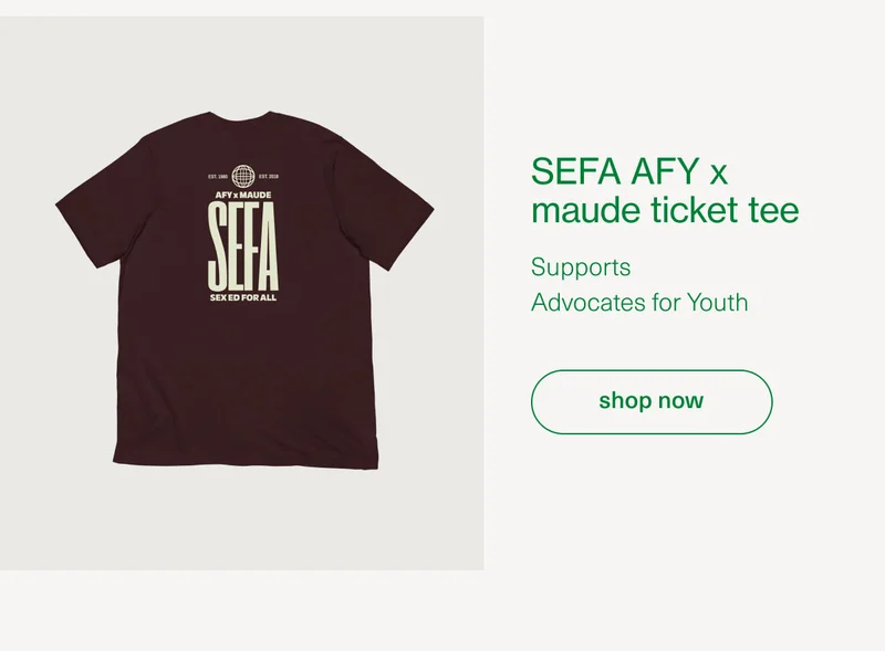 SEFA AFY x maude ticket tee | Supports Advocates for Youth | [ shop now ]