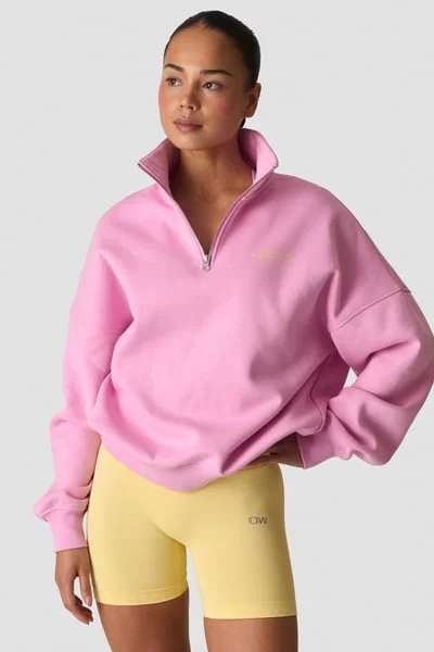 Image of Everyday 1/4 Zip Crewneck Print Lavender Pink
