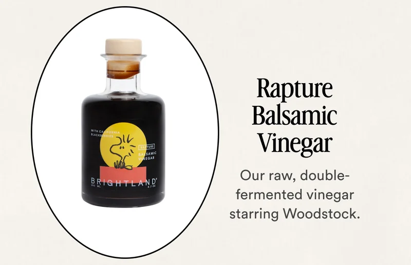 Rapture Balsamic Vinegar Our raw, double-fermented vinegar starring Woodstock.