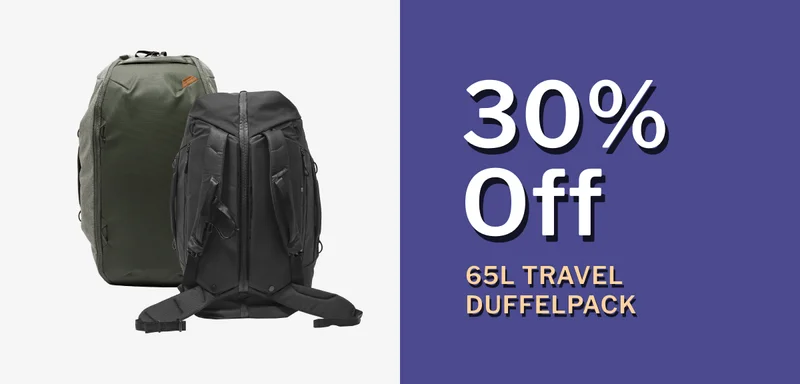 30% 65L travel duffelpack