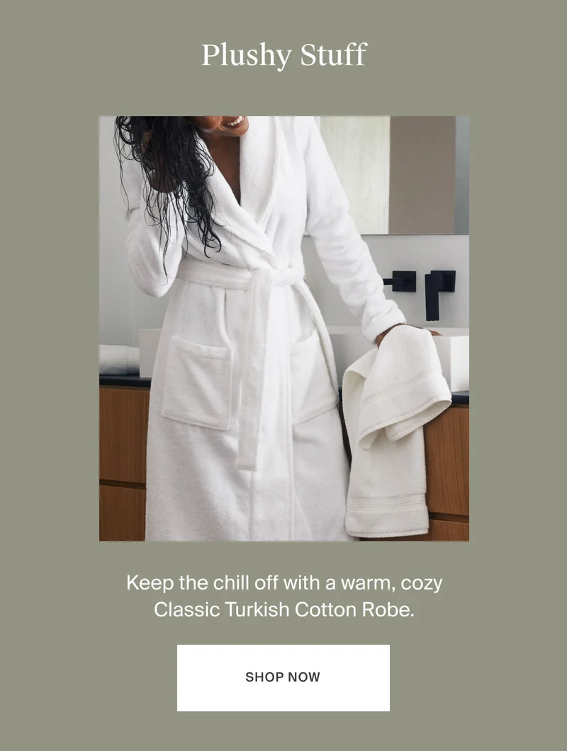 Keep the chill off with a warm, cozy Classic Turkish Cotton Robe