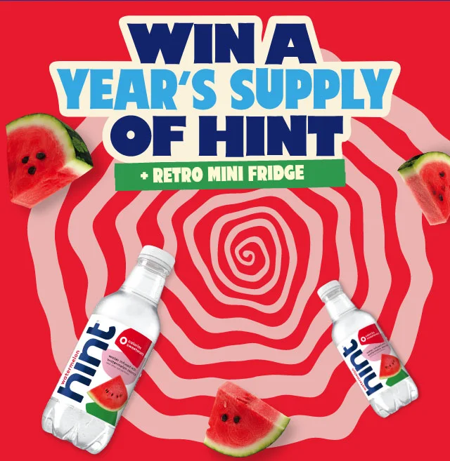 Win a year's supply of Hint + retro mini fridge
