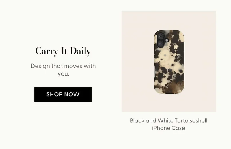 Black and White Tortoiseshell Pattern iPhone Case