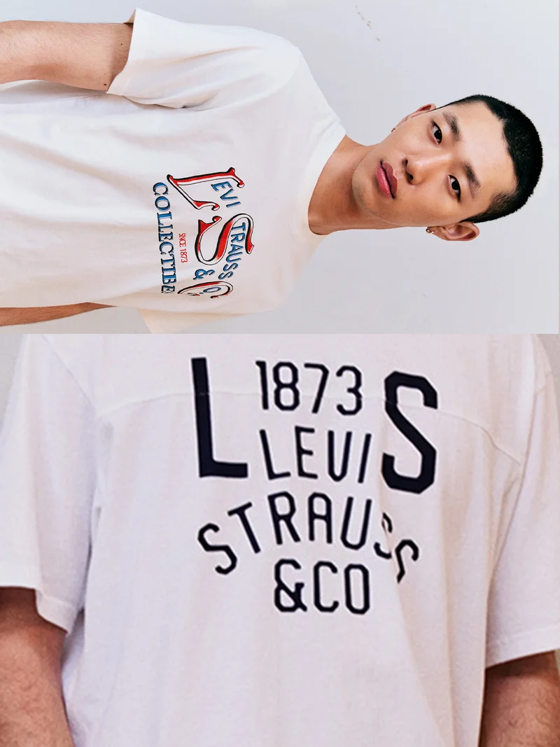 Man wearing white graphic tees
