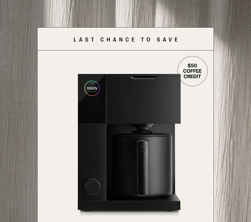 Last chance to save! Get a $50 coffee credit with Aiden