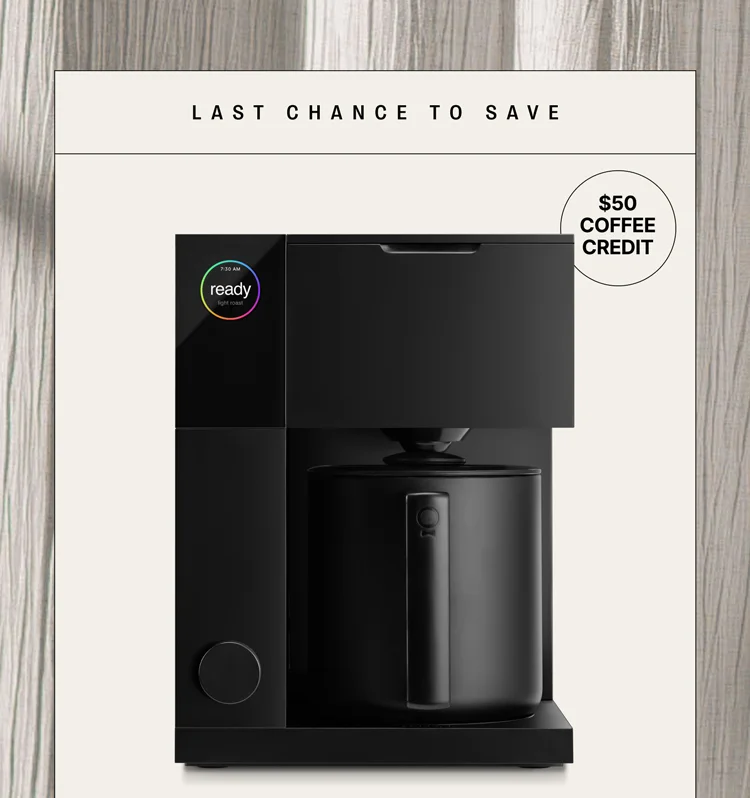 Last chance to save! Get a $50 coffee credit with Aiden