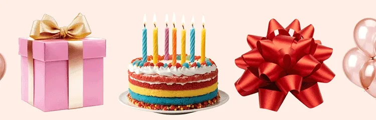 Rotating carousel of birthday items