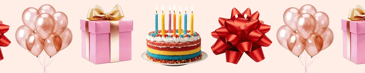 Rotating carousel of birthday items