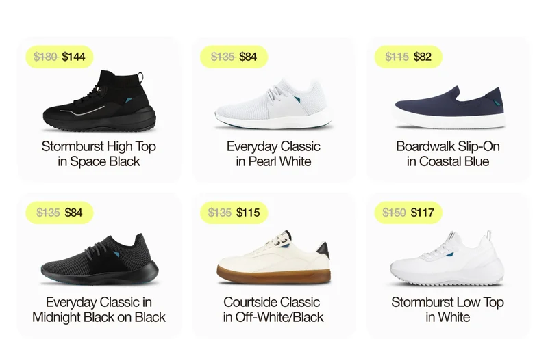 Product grid of on-sale styles.