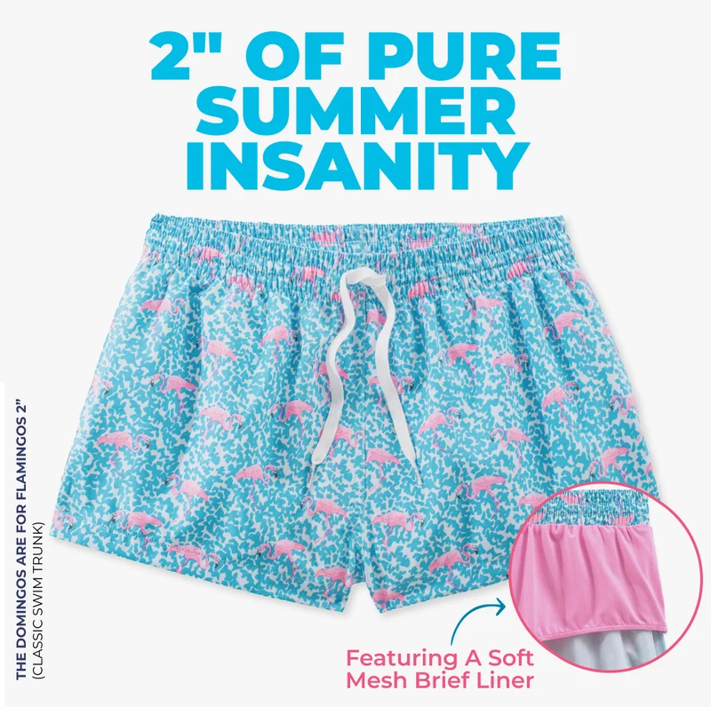 Classic Swim Trunk: The Domingos Are For Flamingos 2"