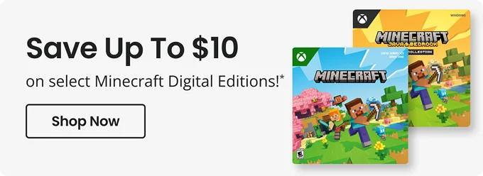 Save Up To $10 on select Minecraft Digital Editions!* | Shop Now