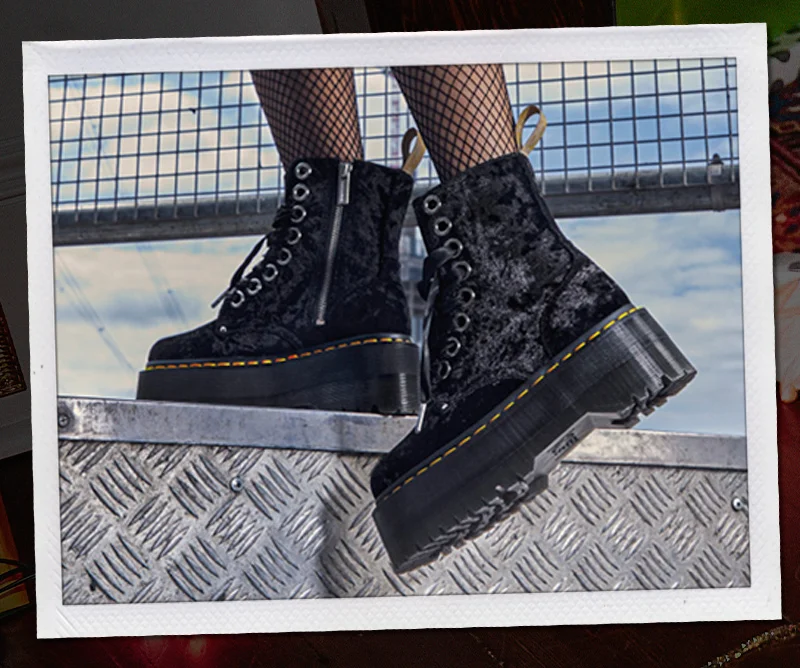Lifestyle image of Jadon Boot Crushed Velvet Platforms